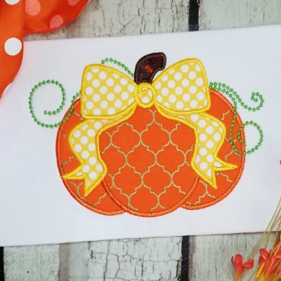pumpkin with ribbon applique designs